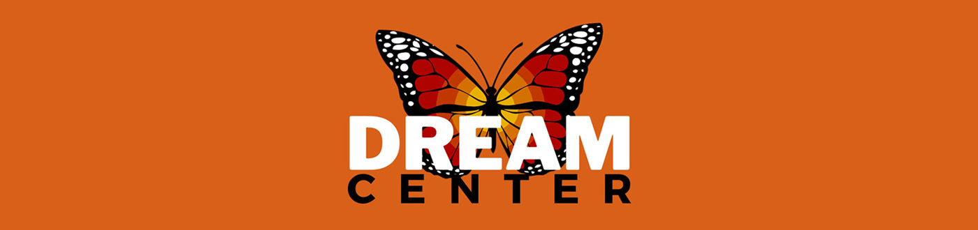 Dream Center Logo - Butterfly on Orange Background